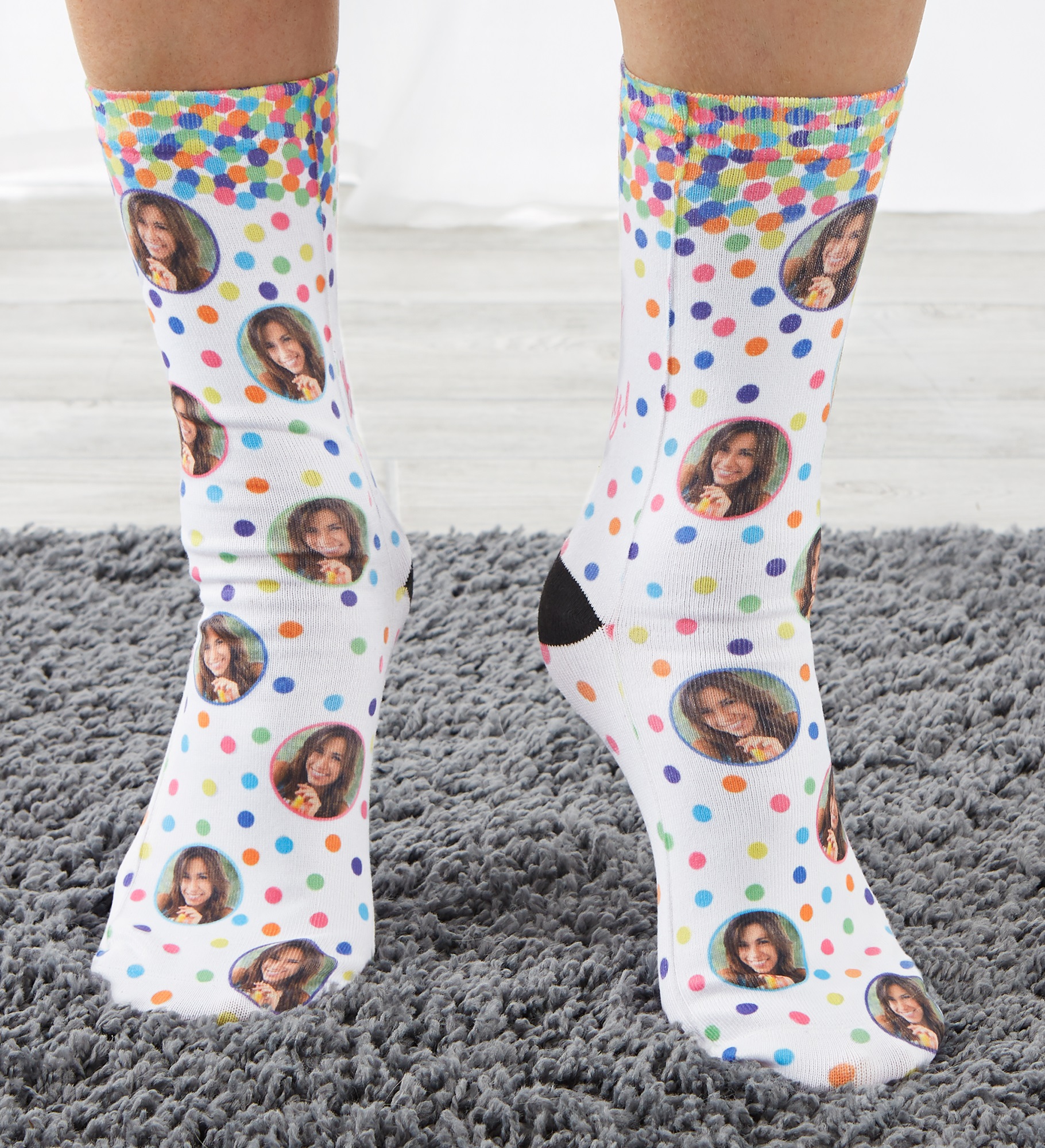 Birthday Confetti Personalized Photo Adult Socks